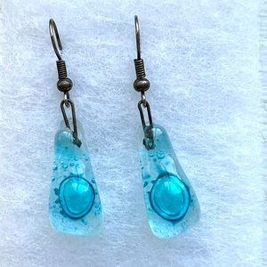 Handmade Blue Glass Drop Earrings